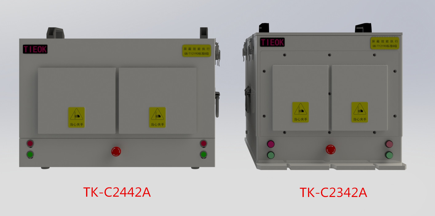 Automatic drawer type shielding cabinet with two doors